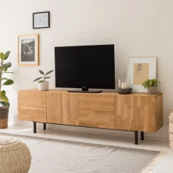 Meuble TV en bois massif de chêne Wardi - NordicStory