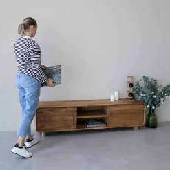 Meuble TV en bois massif de chêne Déo - VESKOR
