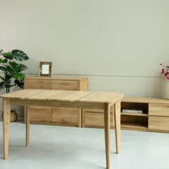 Table à manger extensible en bois massif de chêne Monty - NordicStory