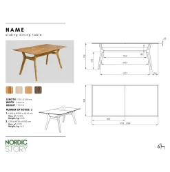 Table à manger extensible en bois massif de chêne Harold - NordicStory