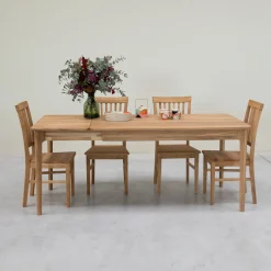 Table à manger rectangulaire extensible en bois massif de chêne Astrid - VESKOR