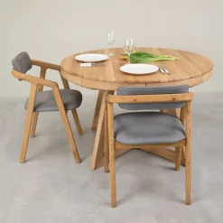 Table à manger ronde extensible en chêne massif Valence - NordicStory