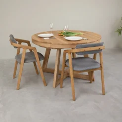 Table à manger ronde extensible en chêne massif Valence - NordicStory