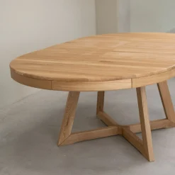 Table à manger ronde extensible en chêne massif Valence - NordicStory