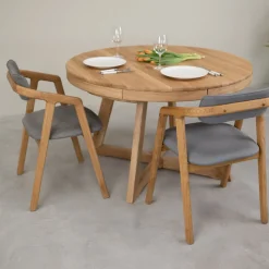 Table à manger ronde extensible en chêne massif Valence - NordicStory