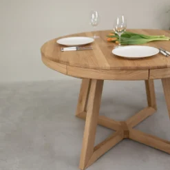 Table à manger ronde extensible en chêne massif Valence - NordicStory