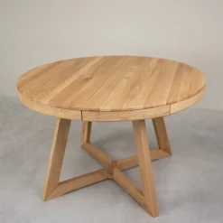 Table à manger ronde extensible en chêne massif Valence - NordicStory