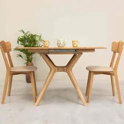 Table à manger ronde extensible en bois massif de chêne Carmen - NordicStory