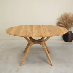 Table à manger ronde extensible en bois massif de chêne Carmen - NordicStory
