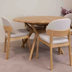 Table à manger ronde extensible en bois massif de chêne Carmen - NordicStory