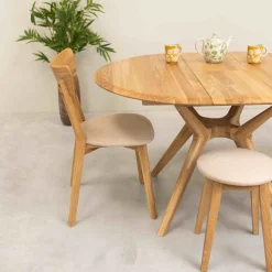 Table à manger ronde extensible en bois massif de chêne Carmen - NordicStory