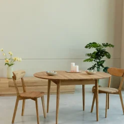 Table à manger ronde extensible en bois massif de chêne Malmo - VESKOR
