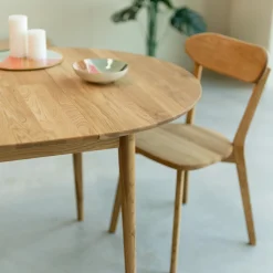 Table à manger ronde extensible en bois massif de chêne Malmo - VESKOR