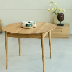 Table à manger ronde extensible en bois massif de chêne Malmo - VESKOR