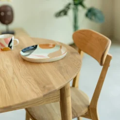 Table à manger ronde extensible en bois massif de chêne Malmo - VESKOR