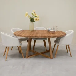 Table à manger ronde extensible en chêne massif MOBY - NordicStory