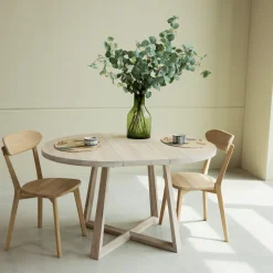 Table à manger ronde extensible en chêne massif MOBY - NordicStory
