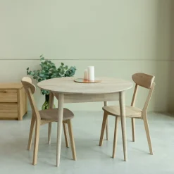 Table à manger ronde extensible en chêne massif Escandi 5 - NordicStory