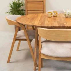 Table à manger ronde extensible en chêne massif Escandi 5 - NordicStory