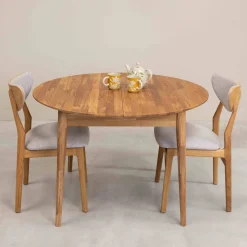 Table à manger ronde extensible en chêne massif Escandi 5 - NordicStory