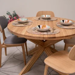 Table à manger ronde extensible en chêne massif Holger - NordicStory
