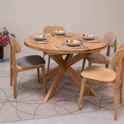 Table à manger ronde extensible en chêne massif Holger - NordicStory