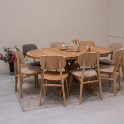 Table à manger ronde extensible en chêne massif Holger - NordicStory