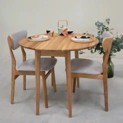 Table à manger ronde extensible en bois massif de chêne Luna - VESKOR