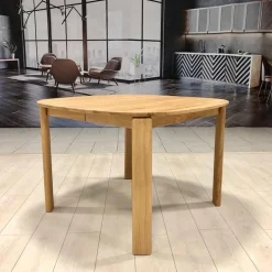 Table à manger ronde extensible en bois massif de chêne Victoria - VESKOR