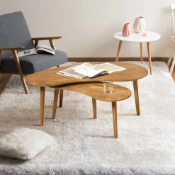 Table basse gigogne en bois massif de chêne Escandi - NordicStory