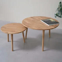 Table basse gigogne en bois massif de chêne Malmo - VESKOR
