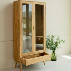 Vitrine en bois massif de chêne Malmo - VESKOR